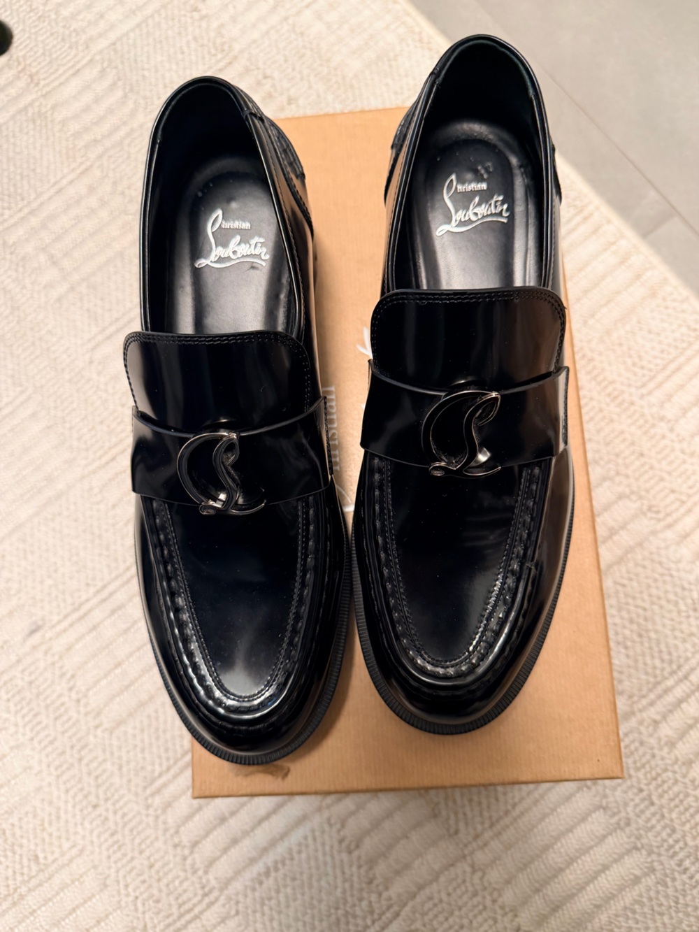 Christian Louboutin Woman’s Black Patent Leather Bit Loafers